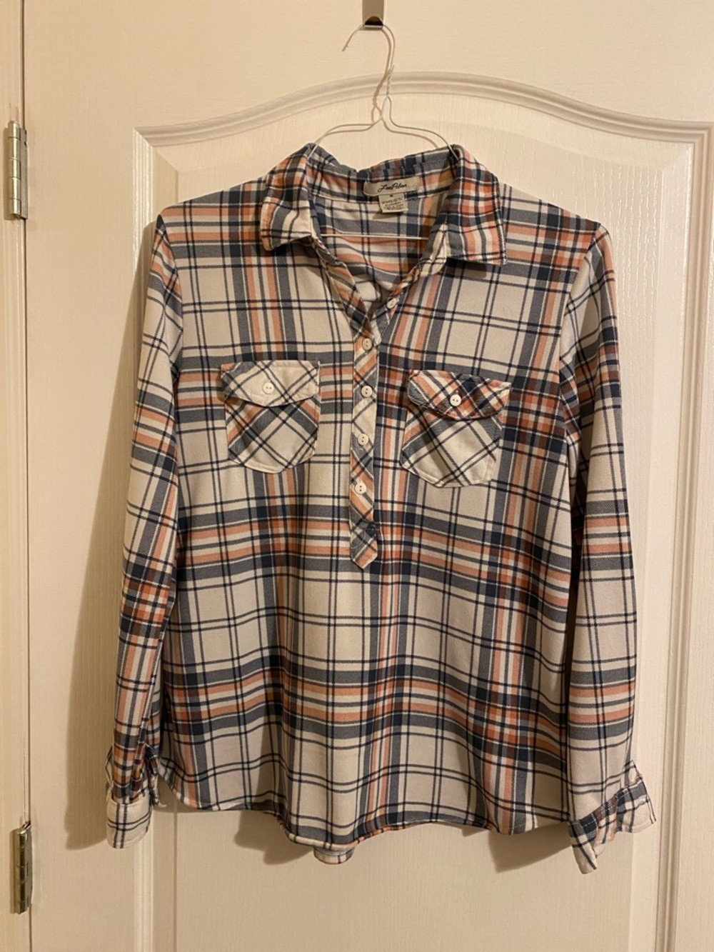Love Potion Blue and White Plaid Pullover Flannel Shirt size Medium